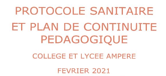 Protocole sanitaire et Plan de continuité pédagogique Collège Ampère